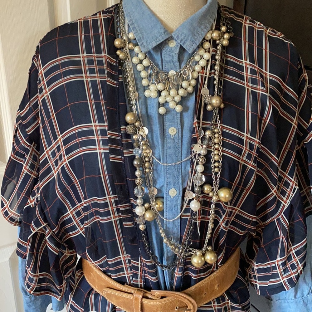 Do Everything in Love Plaid Kimono